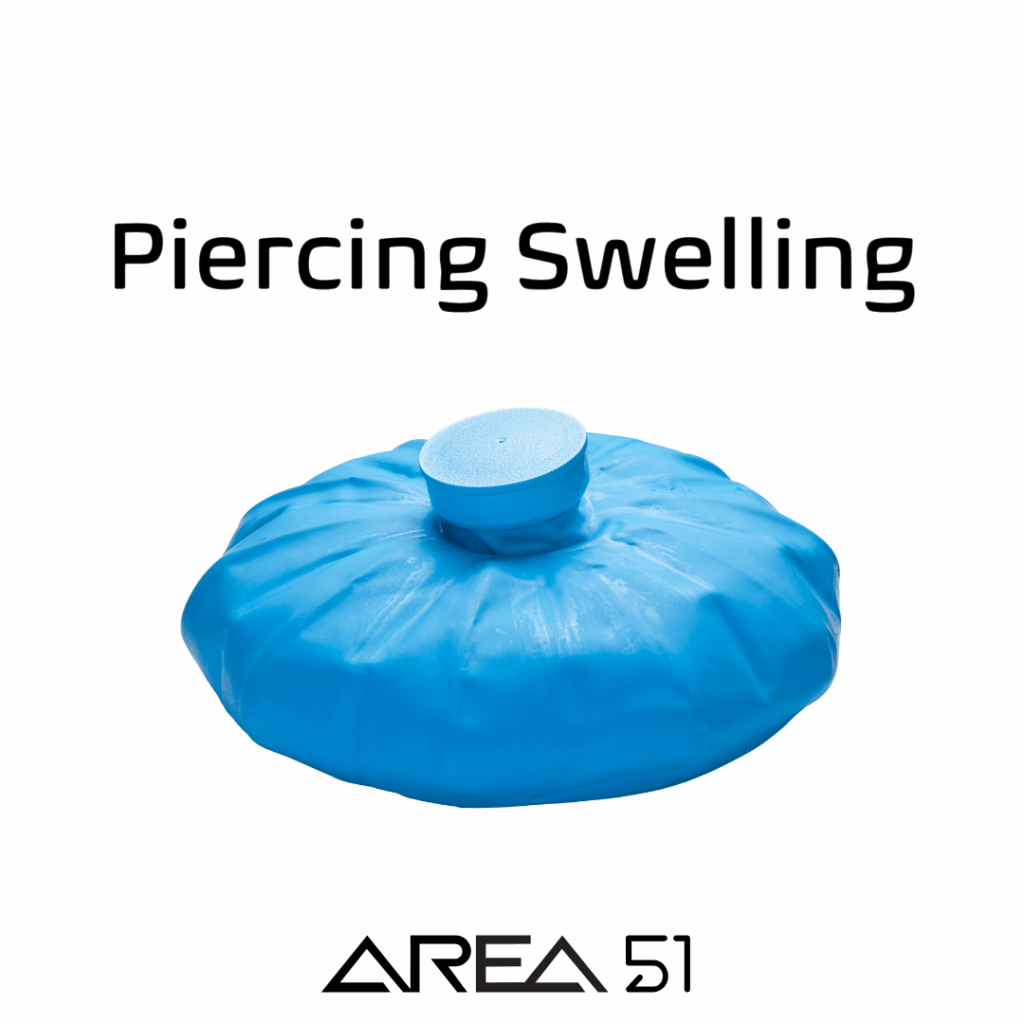 Piercing swelling - what to do. Picture has a cold pad shown.